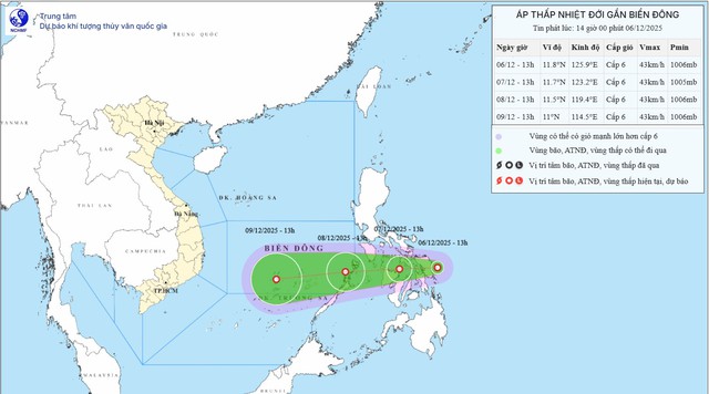 Xuất hiện áp thấp mới, dự báo đường đi 24 giờ tới - Ảnh 1.
