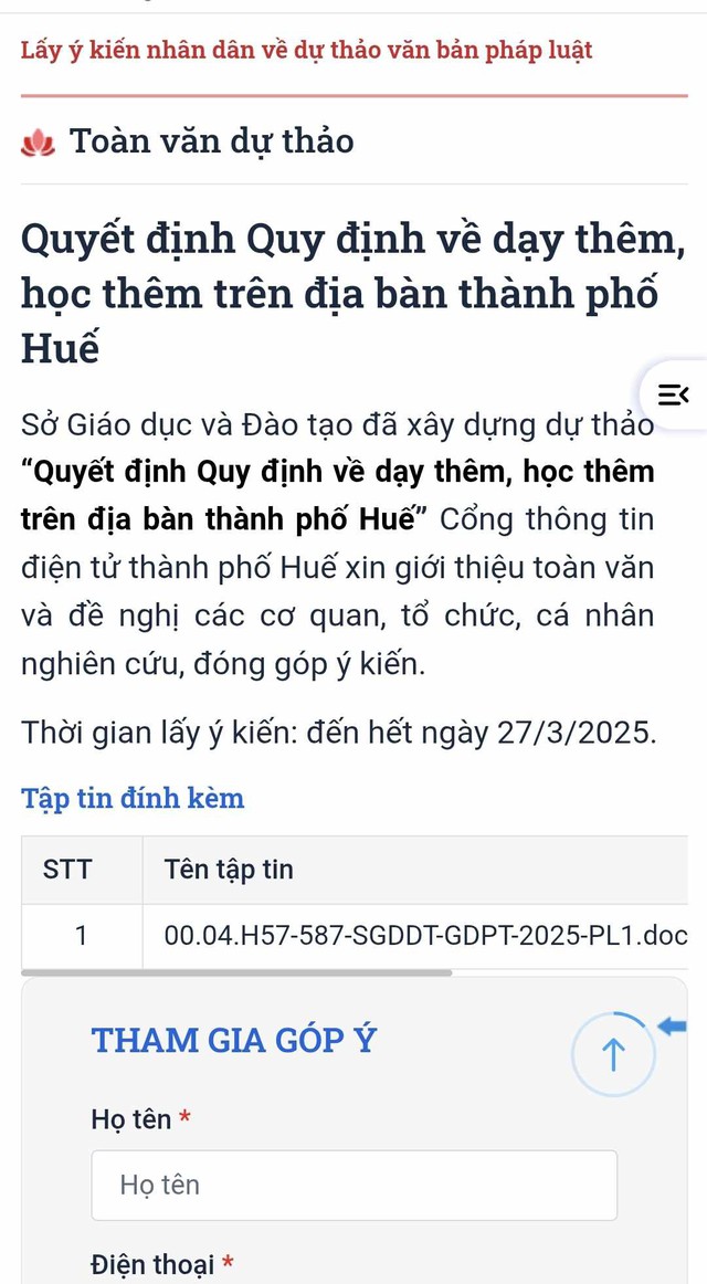 Tp.Huế đang lấy ý kiến người dân về quy định dạy thêm, học thêm- Ảnh 1.