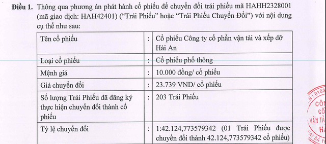 Vận tải và Xếp dỡ Hải An muốn phát hành cổ phiếu để chuyển đổi trái phiếu- Ảnh 1.