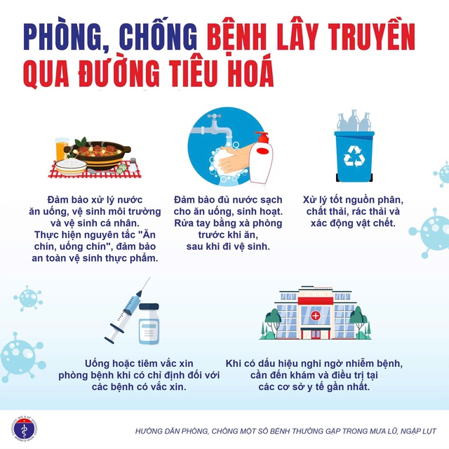 Bộ Y tế: Phòng, chống một số bệnh thường gặp trong lụt bão, mưa lũ- Ảnh 7. Bộ Y tế: Phòng, chống một số bệnh thường gặp trong lụt bão, mưa lũ- Ảnh 7.