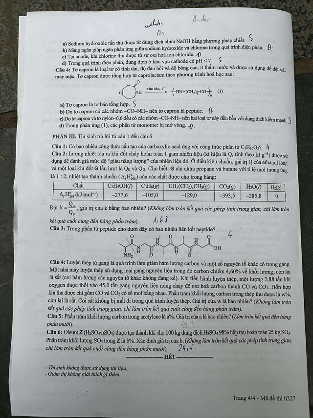 Đáp án môn Hoá học thi tốt nghiệp THPT 2025 tất cả các mã đề nhanh nhất, đầy đủ nhất- Ảnh 8. Đáp án môn Hoá học thi tốt nghiệp THPT 2025 tất cả các mã đề nhanh nhất, đầy đủ nhất- Ảnh 8.