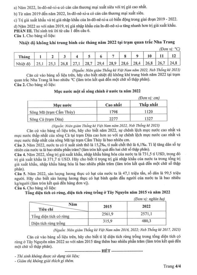 Đáp án tham khảo môn Địa lý mã đề 0945 Kỳ thi tốt nghiệp THPT 2025- Ảnh 5. Đáp án tham khảo môn Địa lý mã đề 0945 Kỳ thi tốt nghiệp THPT 2025- Ảnh 5.