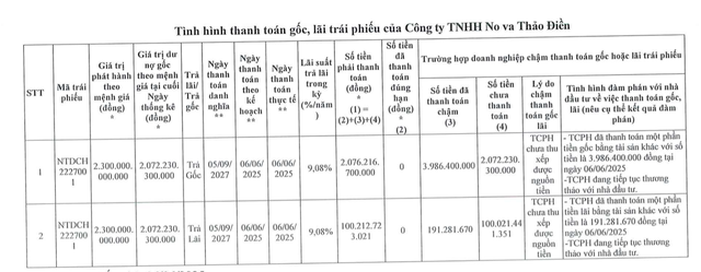 No Va Thảo Điền chậm thanh toán hơn 2.000 tỷ đồng gốc, lãi trái phiếu- Ảnh 1.