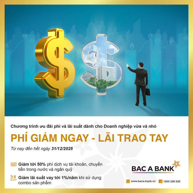 BAC A BANK tung combo ưu đãi giảm phí và lãi vay cho doanh nghiệp vừa và nhỏ - Ảnh 1. BAC A BANK tung combo ưu đãi giảm phí và lãi vay cho doanh nghiệp vừa và nhỏ - Ảnh 1.