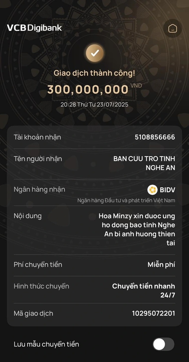 Ca sĩ Hòa Minzy ủng hộ 300 triệu đồng cho bà con vùng lũ Nghệ An - Ảnh 1.