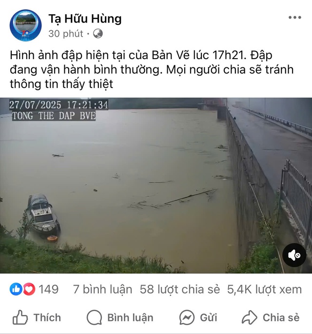 Sự thật về thông tin thuỷ điện Bản Vẽ vỡ khiến người dân chạy tán loạn- Ảnh 4. Sự thật về thông tin thuỷ điện Bản Vẽ vỡ khiến người dân chạy tán loạn- Ảnh 4.