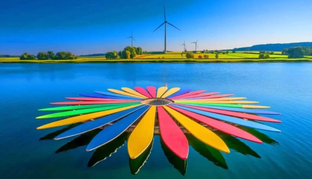 Bông hoa súng đa sắc màu từ turbine điện gió “đã nghỉ hưu” - Ảnh 1.
