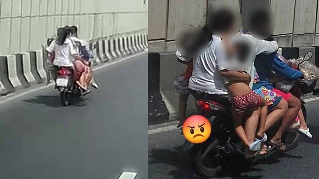 7 người đèo nhau trên một chiếc xe máy phóng như bay trên đường- Ảnh 1. 7 người đèo nhau trên một chiếc xe máy phóng như bay trên đường- Ảnh 1.
