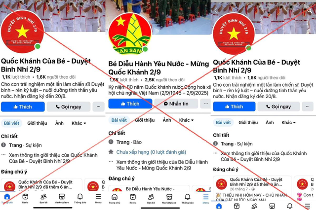 Cảnh báo lừa đảo qua các trang Facebook "Duyệt binh nhí"- Ảnh 1. Cảnh báo lừa đảo qua các trang Facebook "Duyệt binh nhí"- Ảnh 1.