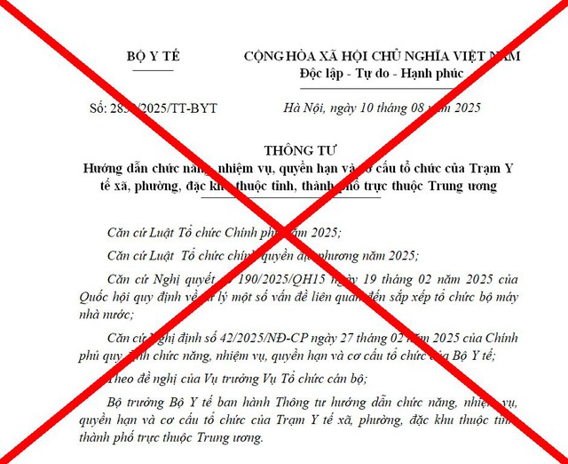Bộ Y tế lên tiếng về văn bản giả mạo liên quan chức năng, nhiệm vụ của Trạm Y tế xã, phường- Ảnh 1.