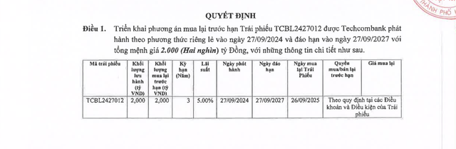 Techcombank dự chi 2.000 tỷ đồng tất toán trái phiếu trước hạn- Ảnh 1. Techcombank dự chi 2.000 tỷ đồng tất toán trái phiếu trước hạn- Ảnh 1.