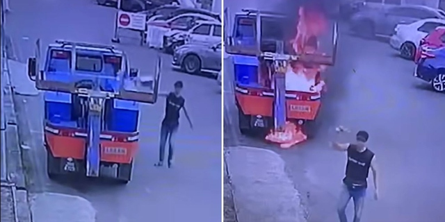 Người đàn ông đổ xăng, châm lửa đốt xe và lý do bất ngờ - Ảnh 1.