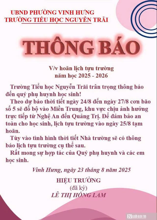 Diễn biến mưa bão phức tạp, nhiều trường học ở Nghệ An lùi thời gian tựu trường- Ảnh 1. Diễn biến mưa bão phức tạp, nhiều trường học ở Nghệ An lùi thời gian tựu trường- Ảnh 1.