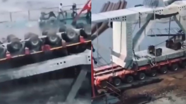 Dầm cầu khổng lồ rơi xuống sông, nhiều người may mắn thoát chết - Ảnh 1.