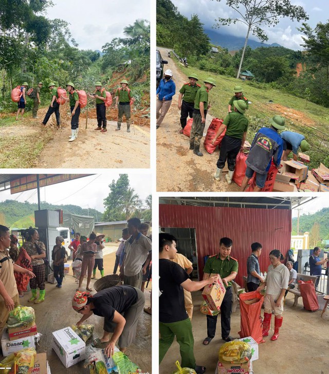 Công an vượt suối, băng rừng mang lương thực tiếp tế cho 520 hộ dân bị cô lập - Ảnh 2.