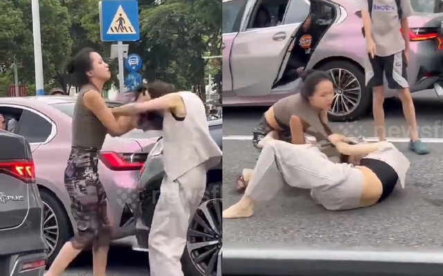 Hai nữ tài xế túm tóc, lao vào đánh nhau dữ dội ngay giữa phố- Ảnh 1. Hai nữ tài xế túm tóc, lao vào đánh nhau dữ dội ngay giữa phố- Ảnh 1.