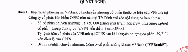 VPBank muốn chuyển nhượng gần 10% vốn tại OPES cho VPBankS - Ảnh 1.