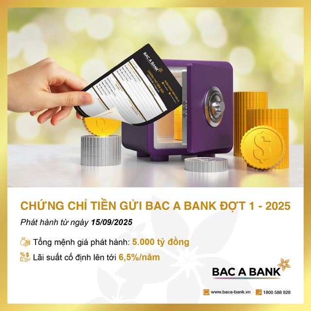 BAC A BANK phát hành chứng chỉ tiền gửi với lãi suất lên tới 6,5%/năm - Ảnh 1.
