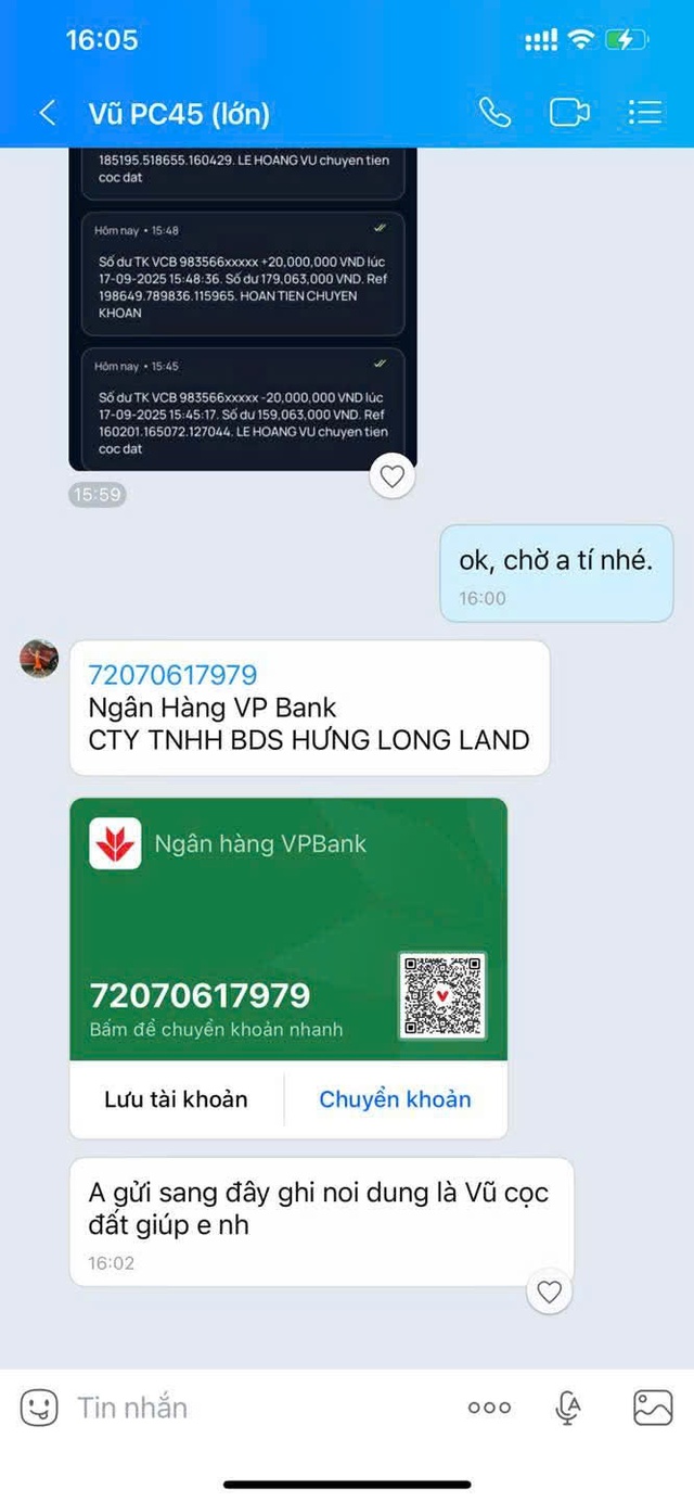 Công an phường bị hack Zalo, kẻ gian dựng kịch bản “cọc đất” để lừa đảo- Ảnh 2. Công an phường bị hack Zalo, kẻ gian dựng kịch bản “cọc đất” để lừa đảo- Ảnh 2.