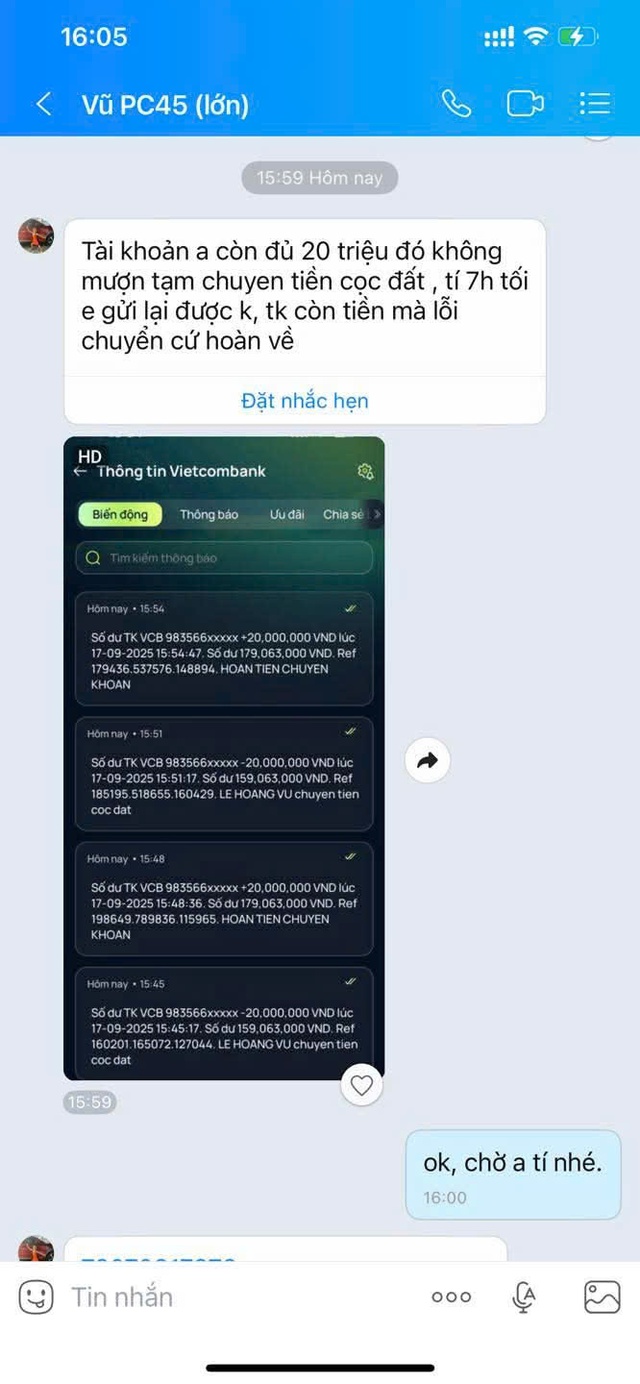 Công an phường bị hack Zalo, kẻ gian dựng kịch bản “cọc đất” để lừa đảo- Ảnh 1. Công an phường bị hack Zalo, kẻ gian dựng kịch bản “cọc đất” để lừa đảo- Ảnh 1.