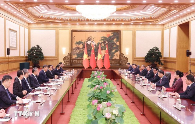 Chủ tịch nước Lương Cường hội đàm với Tổng Bí thư, Chủ tịch nước Trung Quốc Tập Cận Bình - Ảnh 2.