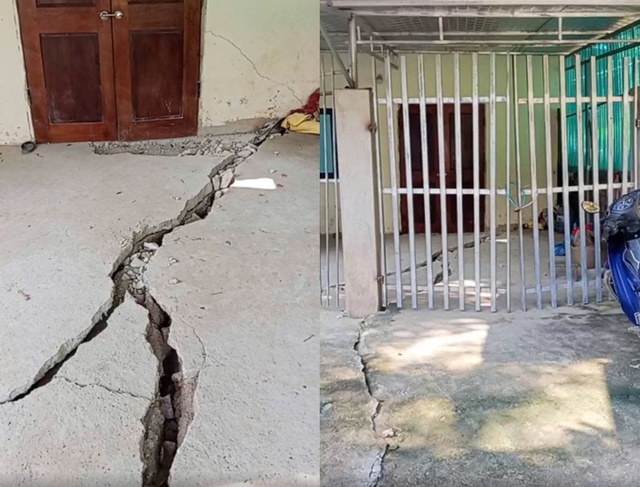 Nhiều nhà dân ở miền núi Nghệ An xuất hiện các vết nứt nẻ, sụt lún sâu- Ảnh 2. Nhiều nhà dân ở miền núi Nghệ An xuất hiện các vết nứt nẻ, sụt lún sâu- Ảnh 2.