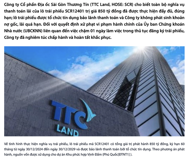 TTC Land nói gì về khoản trái phiếu 850 tỷ đồng sau khi nhận quyết định xử phạt? - Ảnh 1.