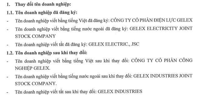 GELEX Electric xin ý kiến cổ đông về việc đổi tên và mở rộng ngành nghề kinh doanh - Ảnh 1.
