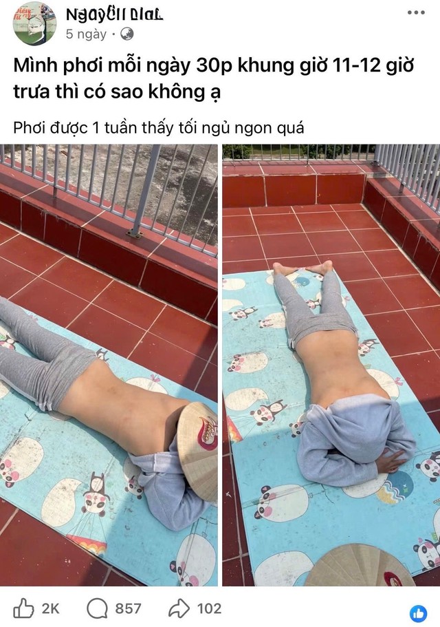 Cảnh báo nguy cơ sức khỏe từ trào lưu "phơi nắng trị bệnh" - Ảnh 1.