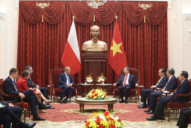Tổng B&iacute; thư, Chủ tịch nước T&ocirc; L&acirc;m tiếp Thủ tướng Ba Lan Donald Tusk - Ảnh 4.