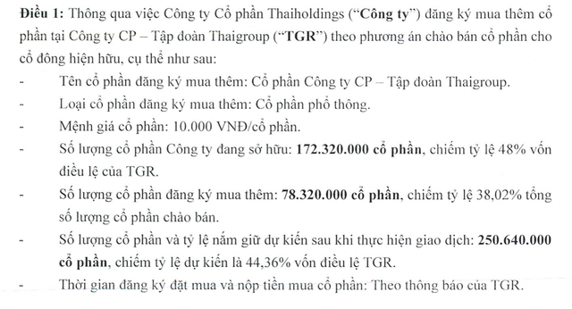 Thaiholdings đăng ký mua thêm 78,32 triệu cổ phần Thaigroup - Ảnh 1.