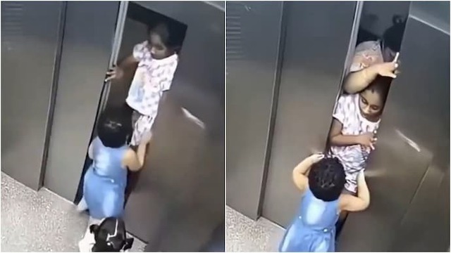 Thang m&aacute;y bị hỏng, b&eacute; g&aacute;i c&oacute; m&agrave;n xử l&yacute; cực th&ocirc;ng minh - Ảnh 1.