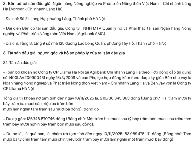 Agribank rao b&aacute;n BĐS tại H&agrave; Nội để thu hồi khoản nợ hơn 210 tỷ đồng của CTCP Lilama H&agrave; Nội - Ảnh 1.