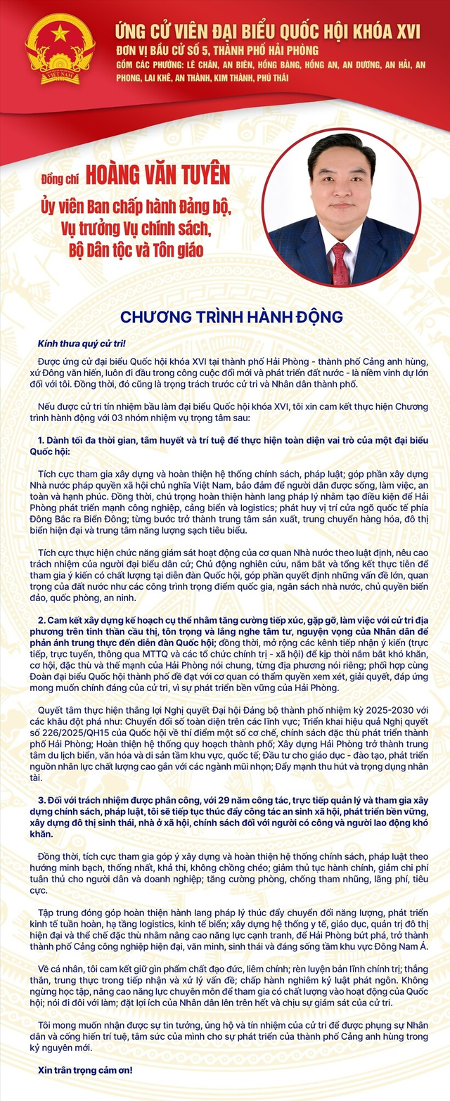 Ứng cử vi&ecirc;n ĐBQH kh&oacute;a XVI Ho&agrave;ng Văn Tuy&ecirc;n: Hiến kế để Hải Ph&ograve;ng bứt ph&aacute; th&agrave;nh trung t&acirc;m logistics v&agrave; đ&ocirc; thị biển hiện đại - Ảnh 2.