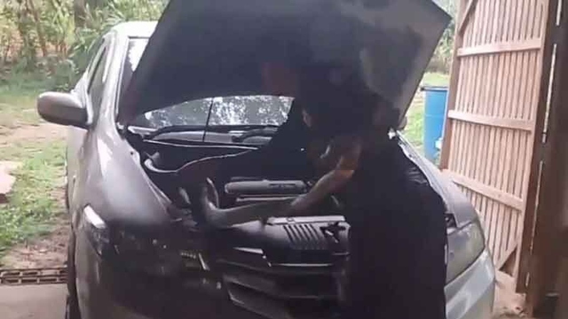 Bắt sống rắn hổ mang ch&uacute;a d&agrave;i 3 m&eacute;t ẩn nấp trong xe &ocirc; t&ocirc; - Ảnh 1.