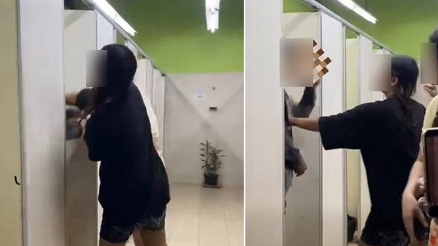 Bị quay l&eacute;n trong nh&agrave; vệ sinh, người phụ nữ đấm t&ecirc;n biến th&aacute;i tới tấp - Ảnh 1.