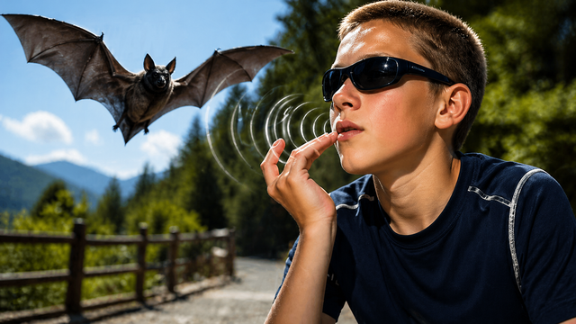 B&iacute; ẩn cậu b&eacute; m&ugrave; c&oacute; khả năng định vị si&ecirc;u ph&agrave;m, di chuyển như si&ecirc;u anh h&ugrave;ng - Ảnh 1.