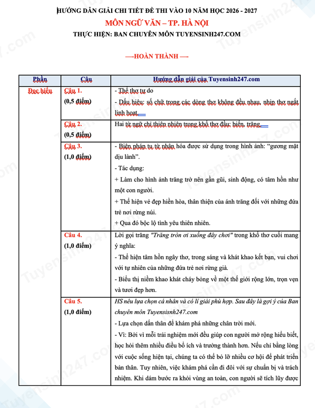 Đề thi và đáp án môn Ngữ Văn vào lớp 10 Hà Nội - Ảnh 3.