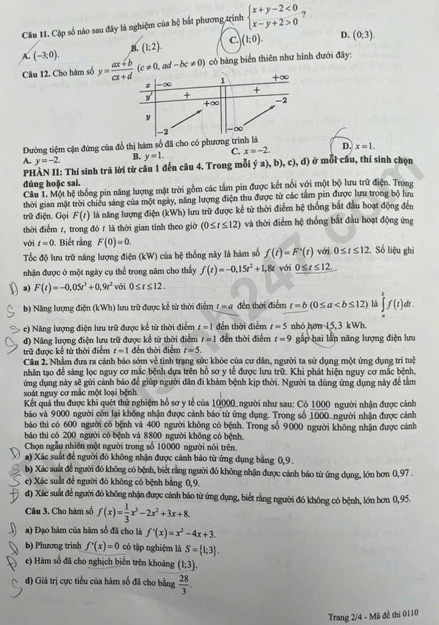 Đáp án môn Toán thi tốt nghiệp THPT 2026 nhanh nhất, đầy đủ nhất mã đề 0110 - Ảnh 2.