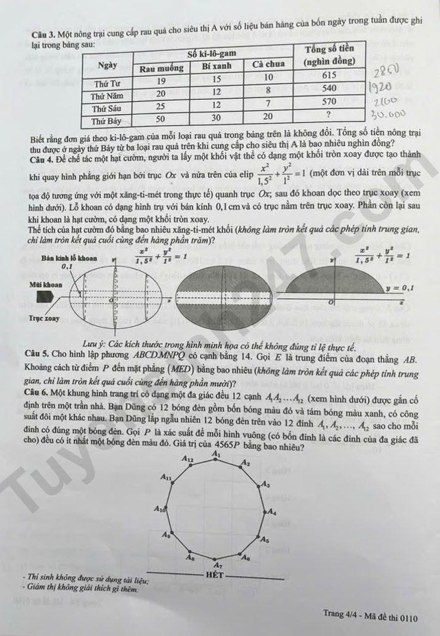 Đáp án môn Toán thi tốt nghiệp THPT 2026 nhanh nhất, đầy đủ nhất mã đề 0110 - Ảnh 4.