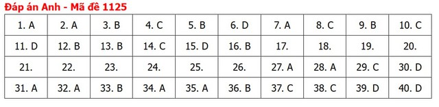 Đ&aacute;p &aacute;n m&ocirc;n tiếng Anh thi tốt nghiệp THPT 2026 m&atilde; đề 1125 nhanh nhất, đầy đủ nhất - Ảnh 5.
