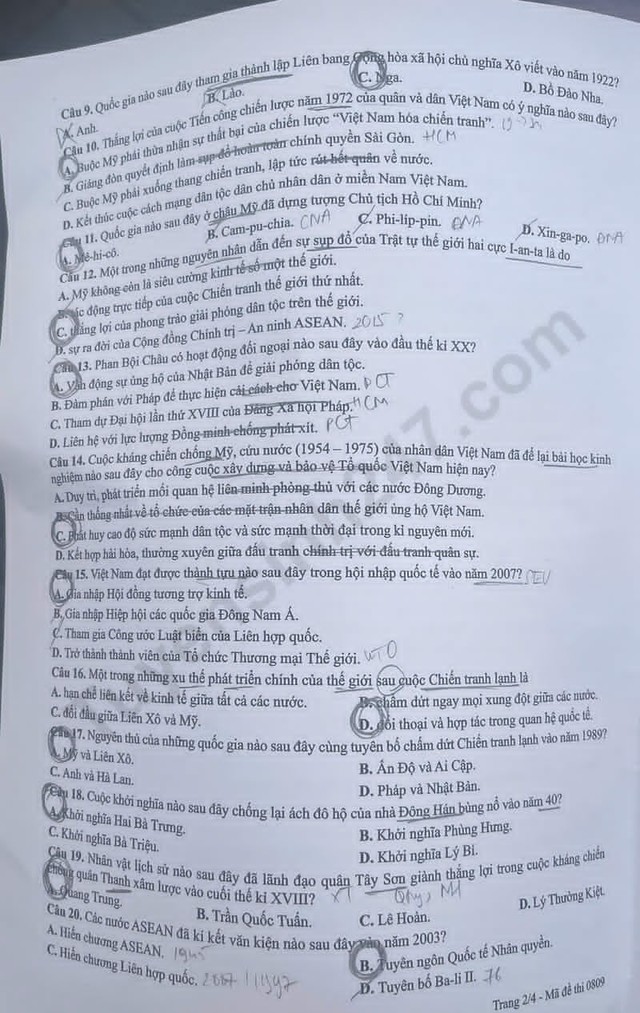 Đáp án môn Lịch sử thi tốt nghiệp THPT 2026 mã đề 0809 nhanh nhất, đầy đủ nhất - Ảnh 2.