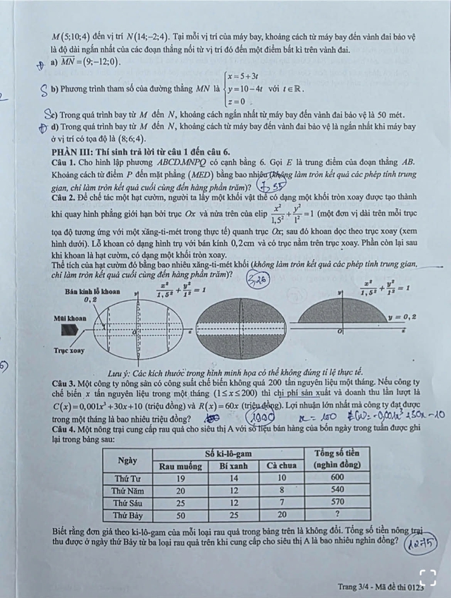 Đáp án môn Toán thi tốt nghiệp THPT 2026 nhanh nhất, đầy đủ nhất mã đề 0123 - Ảnh 3.