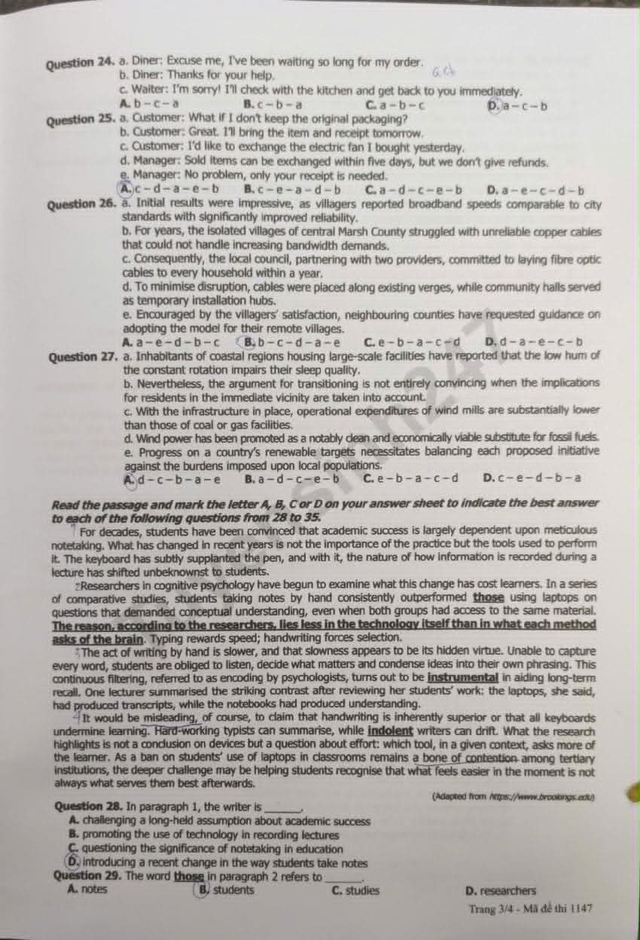 Đáp án môn tiếng Anh thi tốt nghiệp THPT 2026 mã đề 1147 nhanh nhất, đầy đủ nhất - Ảnh 3.