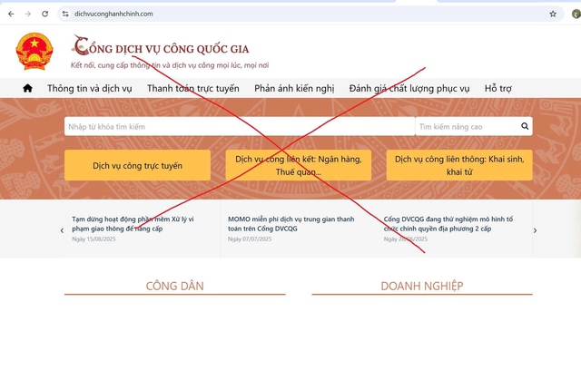 Cảnh báo website giả mạo Cổng Dịch vụ công Quốc gia để lừa đảo - Ảnh 1.