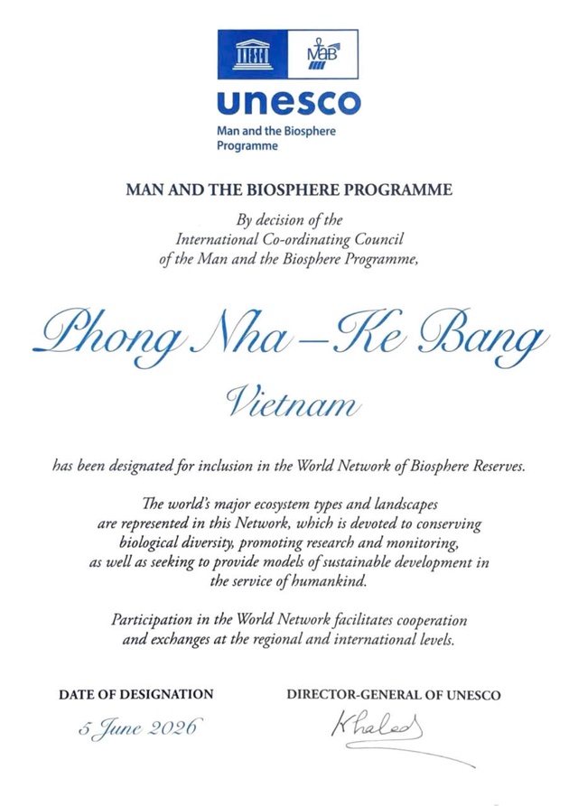 Phong Nha - Kẻ B&agrave;ng được UNESCO c&ocirc;ng nhận Khu Dự trữ sinh quyển thế giới- Ảnh 2.