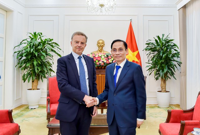 Bộ trưởng Ngoại giao Lê Hoài Trung tiếp Tổng Thư ký Bộ châu Âu và Ngoại giao Pháp - Ảnh 1.
