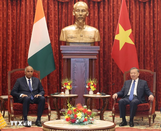 Tổng B&iacute; thư, Chủ tịch nước T&ocirc; L&acirc;m tiếp Chủ tịch Quốc hội Bờ Biển Ng&agrave; - Ảnh 2.