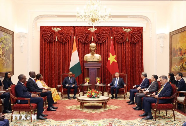 Tổng B&iacute; thư, Chủ tịch nước T&ocirc; L&acirc;m tiếp Chủ tịch Quốc hội Bờ Biển Ng&agrave; - Ảnh 3.