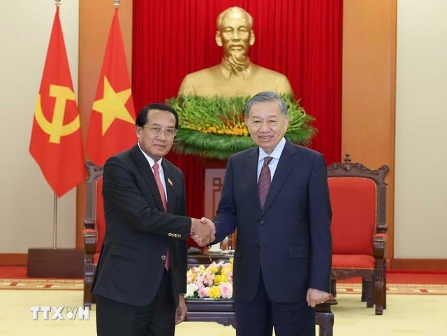 Tổng Bí thư, Chủ tịch nước Tô Lâm tiếp Chủ nhiệm Ban Kiểm tra Trung ương Lào - Ảnh 1.